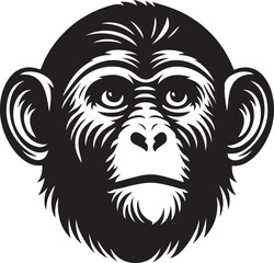 Obraz premium black and cartoon illustration of Monkey head