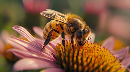 A bee is sitting on a flower