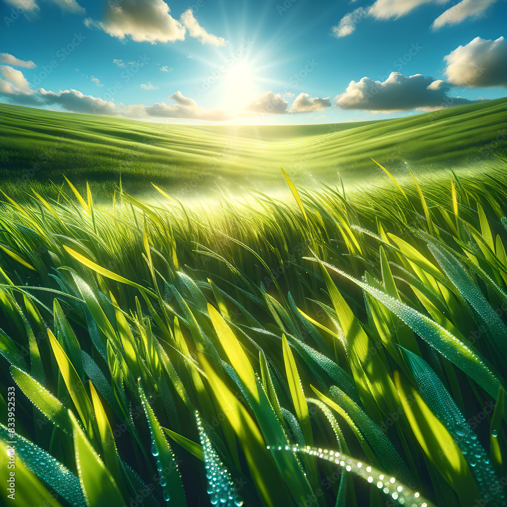 Wall mural green wheat field