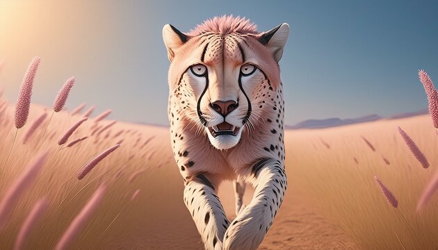 Portrait of a cheeta running 