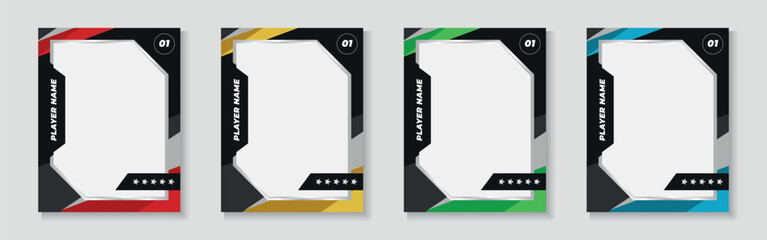 trading card template design for sports, picture frame for player performance, photo frame or border collection for hockey, basketball and football player, sports flyer design, template eps 10.