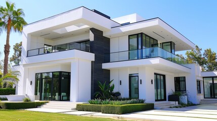 Modern white house exterior with clean lines