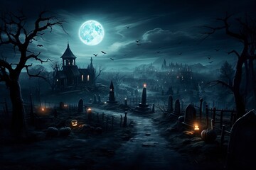 scary halloween background, generative ai