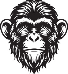 Obraz premium black and cartoon illustration of Monkey head