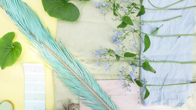 summer floral colour palette, mood board for interior design and decoration