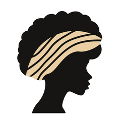  A silhouette of a woman's head with a stylized hairstyle featuring wavy stripes