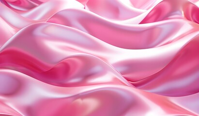 Obraz premium Pink background with wavy shapes, 3D render, asymmetrical composition, complex pattern, low angle shot, shiny surface, abstract and futuristic style 