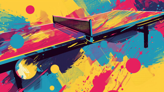 poster depicting a ping pong table in pop art style