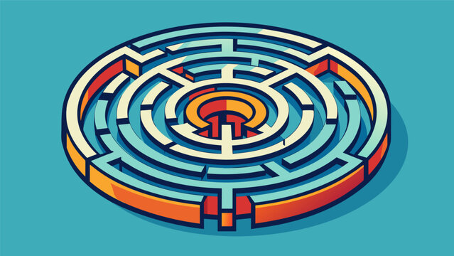 With a clear mind and steady hand a labyrinth is carefully drawn its winding paths serving as a metaphor for the journey towards improved. Vector illustration