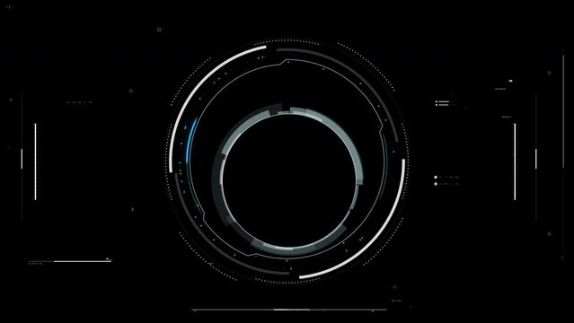 Universal Technology Line and frame Video overlay Futuristic HUD Head up display interface template with basic geometry line element. Video template widescreen aspect ratio