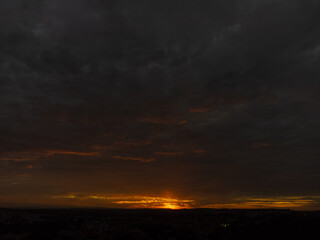 Sunset in Brazil. Magnificent sunset in winter in Brazil, selective focus.