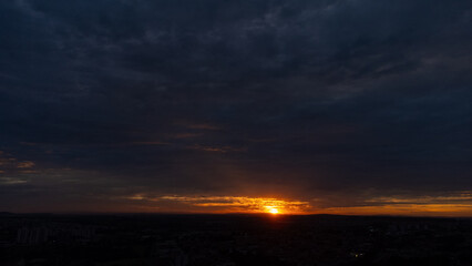 Sunset in Brazil. Magnificent sunset in winter in Brazil, selective focus.