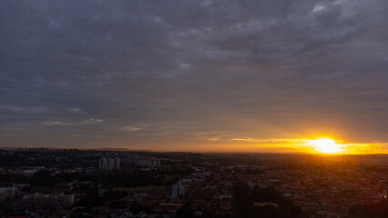 Sunset in Brazil. Magnificent sunset in winter in Brazil, selective focus.