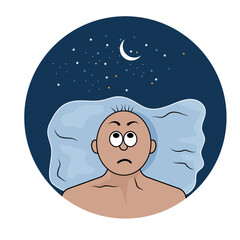 Illustration of Insomnia on White Background.