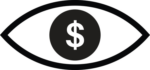 Dollar eye icon isolated on white background . Money eye icon vector 