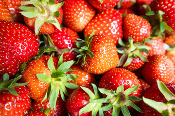 Red fresh strawberries detail