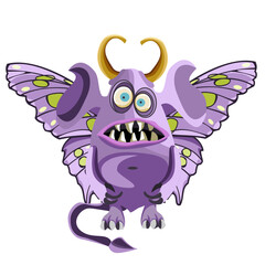 Monster with butterfly wings character design. Vector illustration 