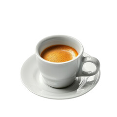 Naklejka premium Hot Coffee in White Ceramic Mug Classic and Cozy Beverage Experience cut out transparent isolated on white background PNG file