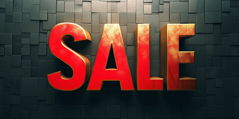 Sale concept banner design. 3D font bright poster. Advertising promotion layout. Digital illustration raster bitmap. AI artwork.	