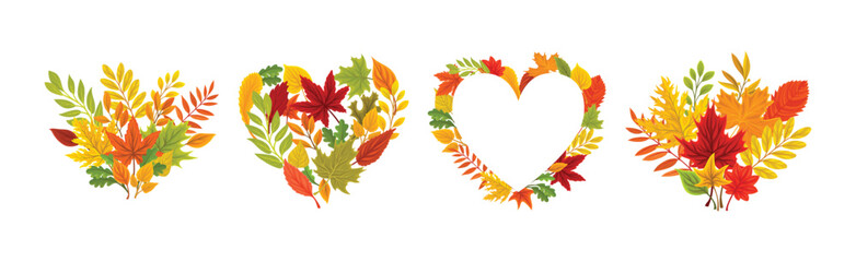 Autumn Foliage Decorative Border Frame Element Vector Set