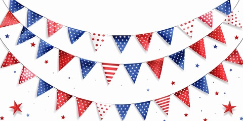 Fototapeta premium Patriotic Bunting Garland with Stars and Stripes