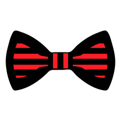 A black and red striped bow tie