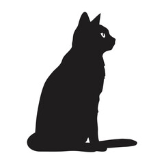  silhouette of  A black cat sitting