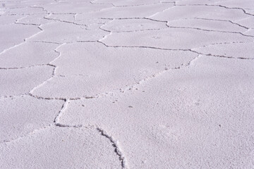 Close-up Texture of Salinas Grandes Salt Lake in Salta, North Western Argentina.