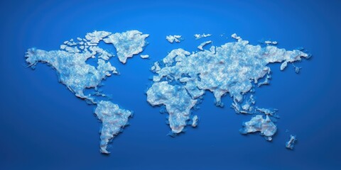 Digital globe with glowing network lines and nodes representing global communication and data exchange concept. Ideal for wallpaper and educational graphics. World map with blue background. AIG35.