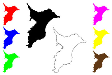 Obraz premium Chiba Prefecture (Administrative divisions of Japan, Prefectures of Japan) map vector illustration, scribble sketch Chiba map