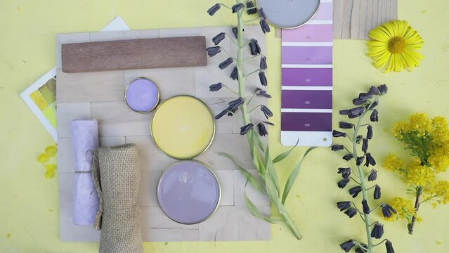 summer floral colour palette, mood board for interior design and decoration