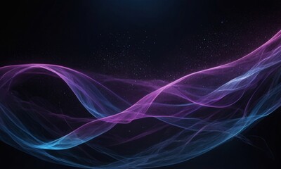 Fototapeta premium Abstract Blue And Purple Light Waves On Black Background