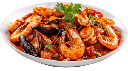 fried shrimp on a white plate on png background