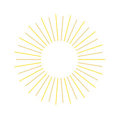 An abstract transparent retro golden art deco sunburst shape design element.