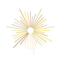 Obraz premium An abstract transparent retro golden art deco sunburst shape design element.