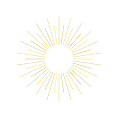 Obraz premium An abstract transparent retro golden art deco sunburst shape design element.