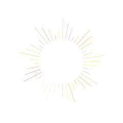 An abstract transparent retro golden art deco sunburst shape design element.