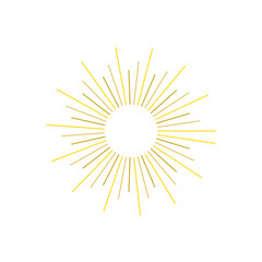 An abstract transparent retro golden art deco sunburst shape design element.