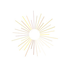 Fototapeta premium An abstract transparent retro golden art deco sunburst shape design element.