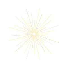 An abstract transparent retro golden art deco sunburst shape design element.