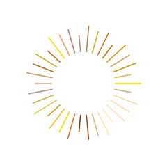 An abstract transparent retro golden art deco sunburst shape design element.
