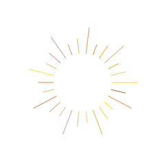 An abstract transparent retro golden art deco sunburst shape design element.