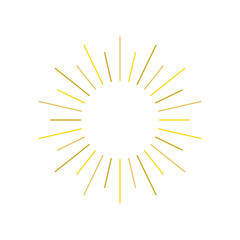 An abstract transparent retro golden art deco sunburst shape design element.