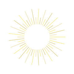 An abstract transparent retro golden art deco sunburst shape design element.