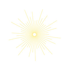 An abstract transparent retro golden art deco sunburst shape design element.
