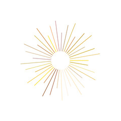 Obraz premium An abstract transparent retro golden art deco sunburst shape design element.