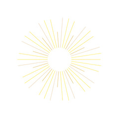 An abstract transparent retro golden art deco sunburst shape design element.