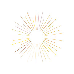 Fototapeta premium An abstract transparent retro golden art deco sunburst shape design element.