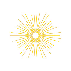 Obraz premium An abstract transparent retro golden art deco sunburst shape design element.