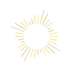 An abstract transparent retro golden art deco sunburst shape design element.